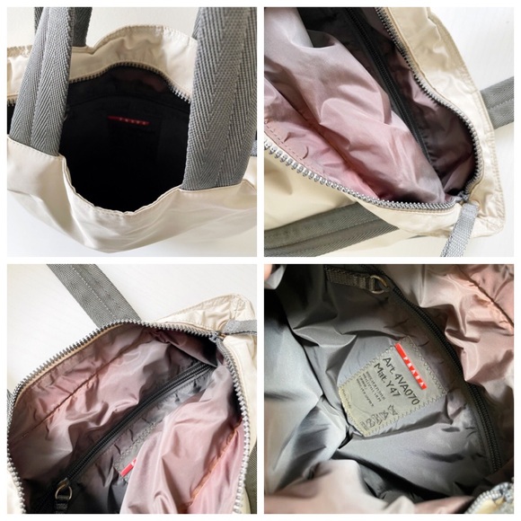 Prada Y2K gray tech fabric red logo zip tote bag minimalist sport - Picture 6 of 9